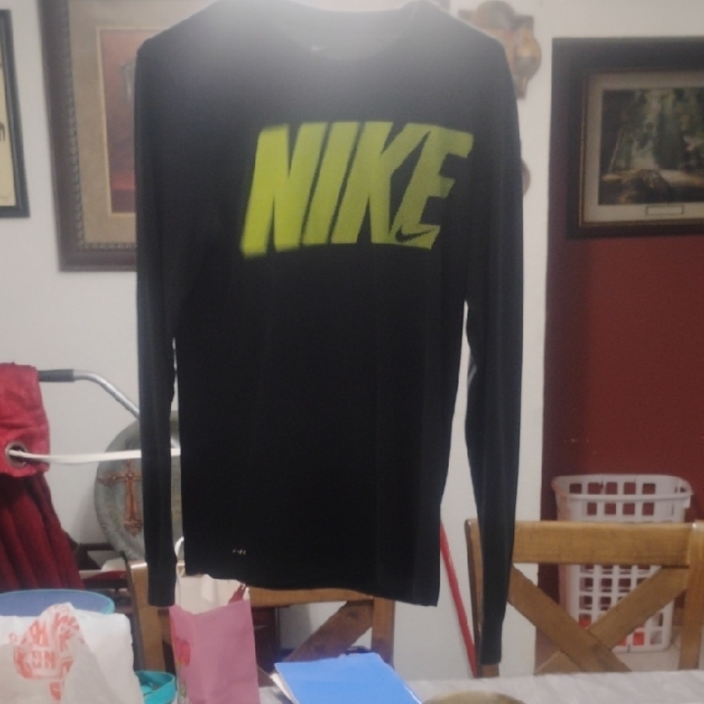 Nike Black Shirt with Bright Yellow Logo